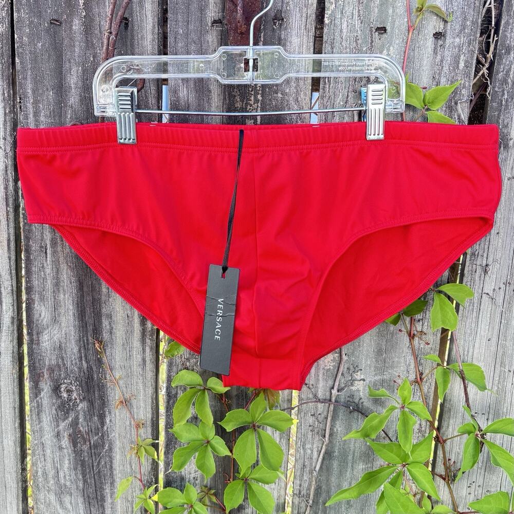 Versace Logo Low Rise Swim Briefs Men’s Red Sz 6 US XL